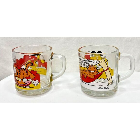 Set of 4 Garfield 1978 McDonalds Glass Mugs Coffee Cups Jim Davis Odie VTG - Picture 6 of 15